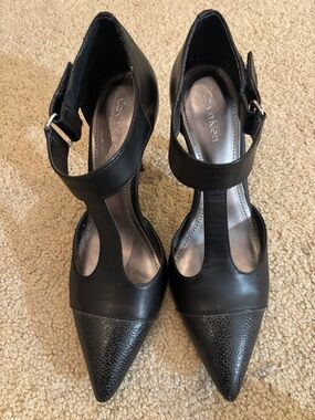 Calvin Klein black open heeled shoes